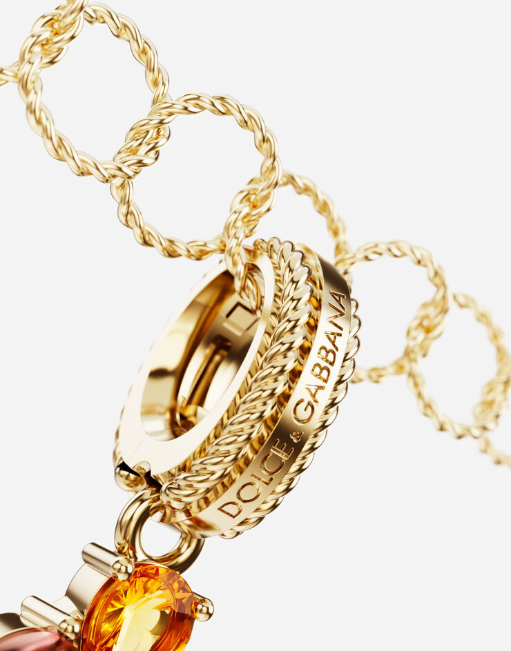 Dolce & Gabbana 18K 黄金彩虹坠饰，彩色宝石构成数字 4 造型。 黄金 WAPR1GWMIX4