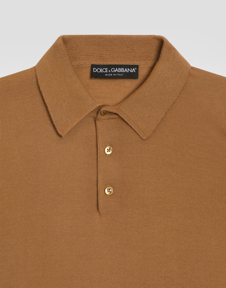 Dolce & Gabbana Fine-gauge cashmere polo shirt Dolce & Gabbana Fine-gauge cashmere polo shirt Brown GXZ02TJBW1W