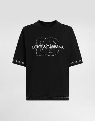 Dolce & Gabbana Cotton T-shirt with logo Black G8SH6TG7O5U