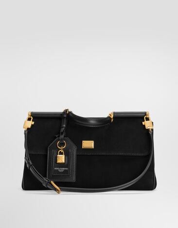 Dolce & Gabbana Handtasche My Sicily Medium aus Veloursleder Dolce & Gabbana Handtasche My Sicily Medium aus Veloursleder Schwarz BB7782CO903