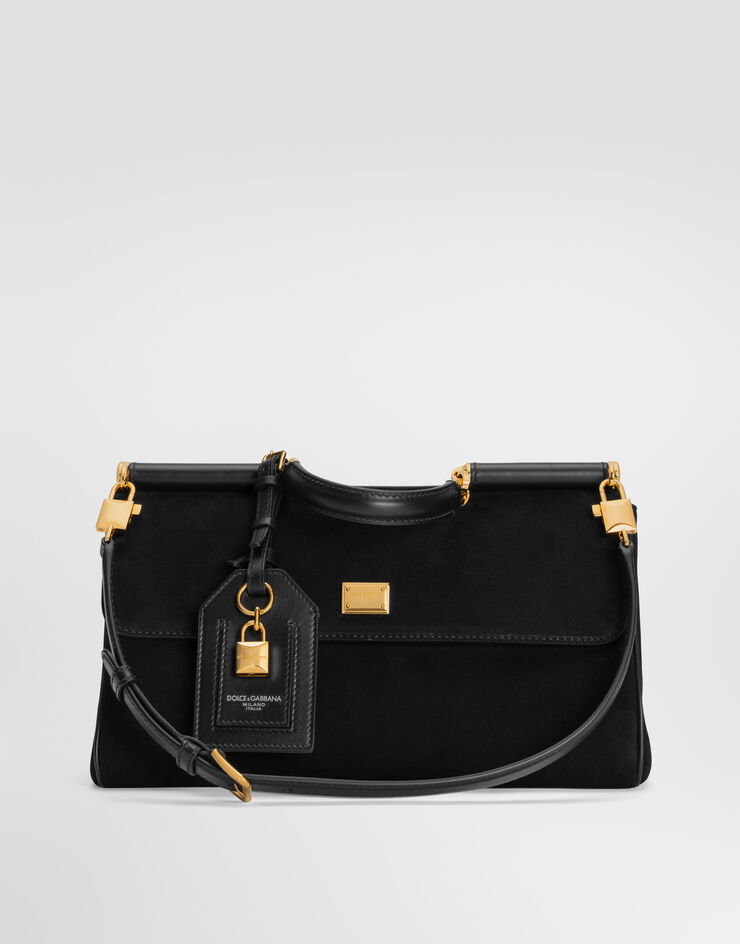 Dolce & Gabbana Handtasche My Sicily Medium aus Veloursleder Dolce & Gabbana Handtasche My Sicily Medium aus Veloursleder Schwarz BB7782CO903