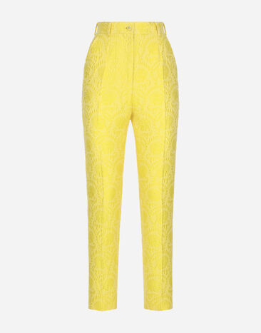 Dolce & Gabbana سروال جاكار محبوك برسمة زهور أصفر F29UCTHJMOK