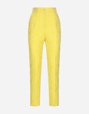 Dolce & Gabbana Tailored floral jacquard pants Yellow FTC11TFU1NG