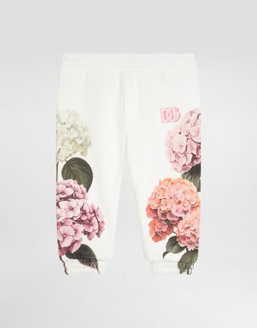 Dolce & Gabbana Hydrangea-print flannel trousers with patch White L2JPIOG7PSD
