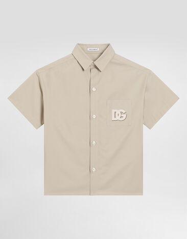 Dolce & Gabbana Gabardine shirt with DG logo Beige L44S29HUMRB