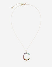 Dolce & Gabbana Pendente C Rainbow Alphabet con gemme multicolor Oro WNQA3GWQC01