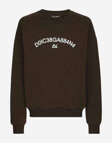 Dolce & Gabbana Round-neck sweatshirt with Dolce&Gabbana logo print Green G9BDXZG7NON