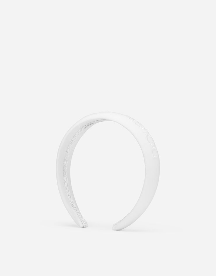 Dolce & Gabbana Poplin hairband with Dolce&Gabbana logo White LB3L54G7NYS