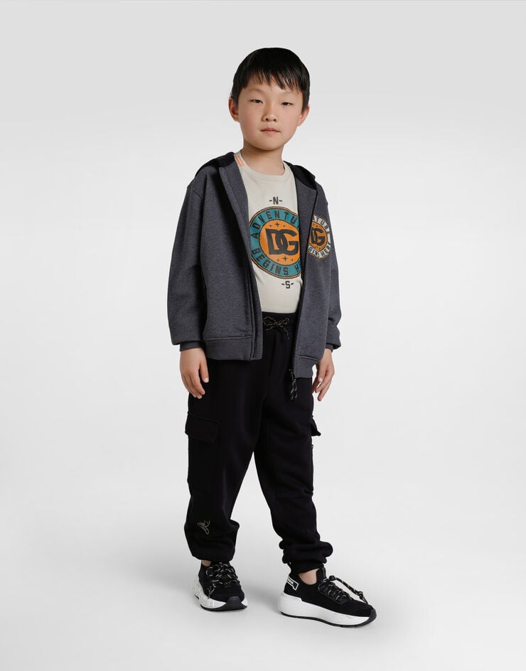 Dolce & Gabbana Jersey and split calfskin sneakers Black DA5307AW574