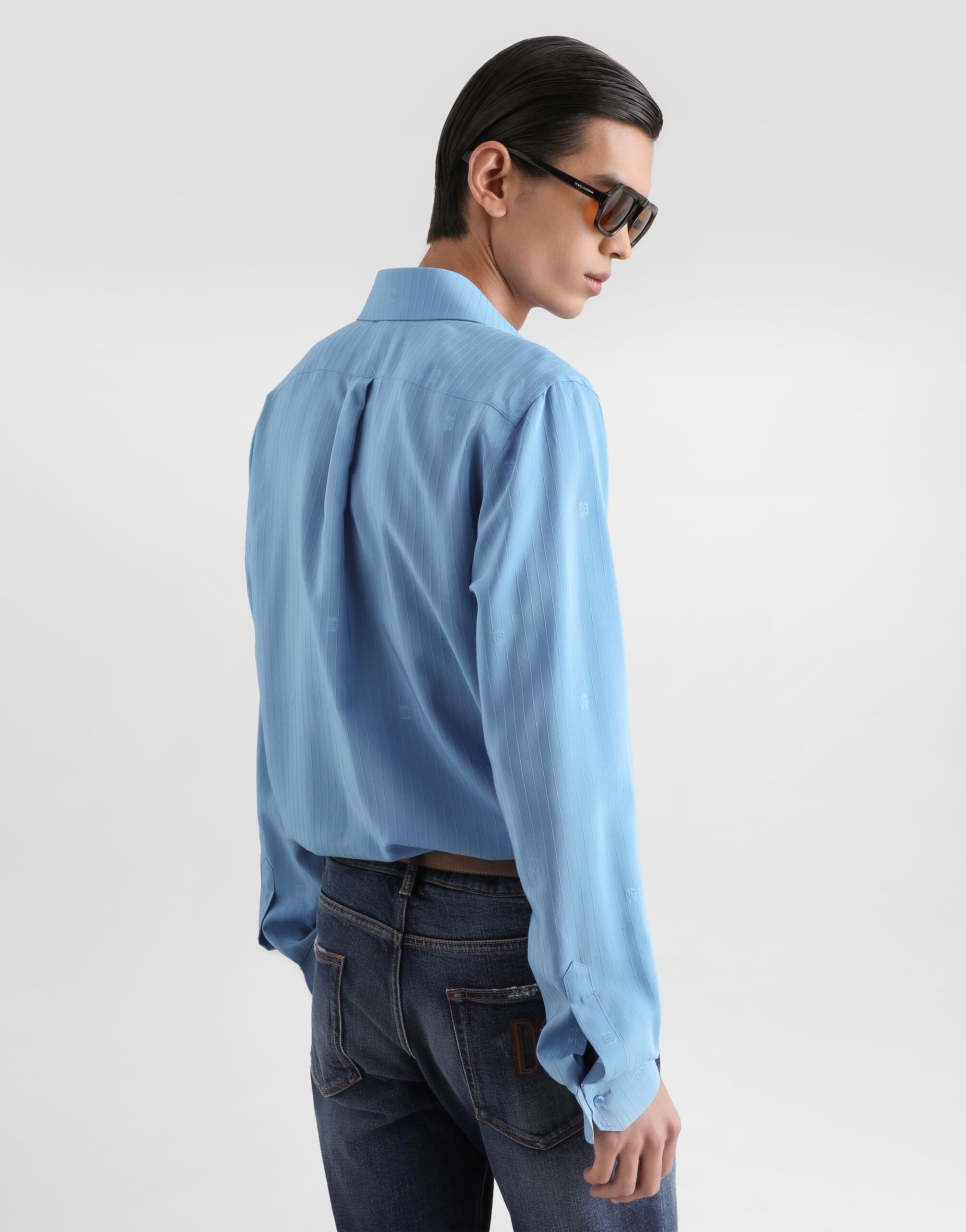 Gold shirt in silk jacquard - thumbnail 5
