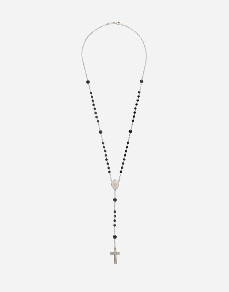 Dolce & Gabbana White gold rosary necklace Gold/Black WNHS1GWNFWH