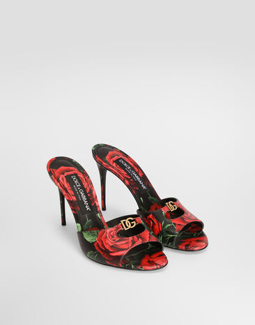 Dolce & Gabbana Rose-print calfskin mules Multicolor CR1978A0706