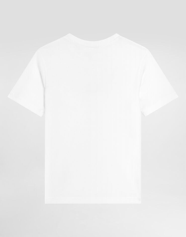 Dolce & Gabbana Short-sleeved jersey t-shirt with Dolce&Gabbana print White L4JTHUG7P1Y