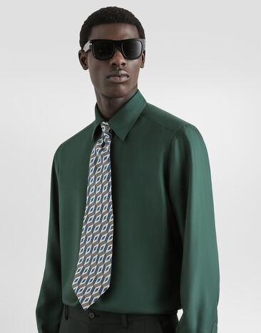 Dolce & Gabbana Martini silk twill shirt Green G5MA3TFU1XB