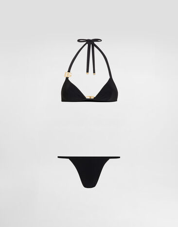 Dolce & Gabbana Triangle bikini with DG logo Black O8B76JONO12