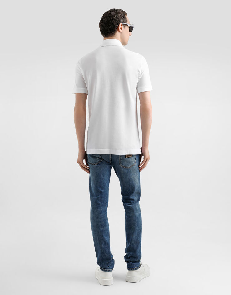 Dolce & Gabbana Cotton polo-shirt with branded tag White G8SN1TFU7EN