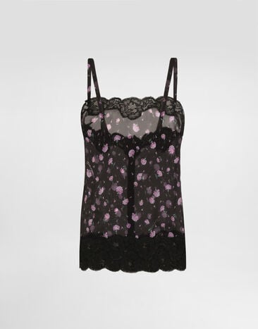 Dolce & Gabbana Carnations-print chiffon top Multicolor F7BJ3TIS10Z