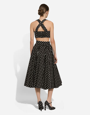 Dolce & Gabbana Cotton calf-length circle skirt with polka-dot print Print F4CWBTHS5R7