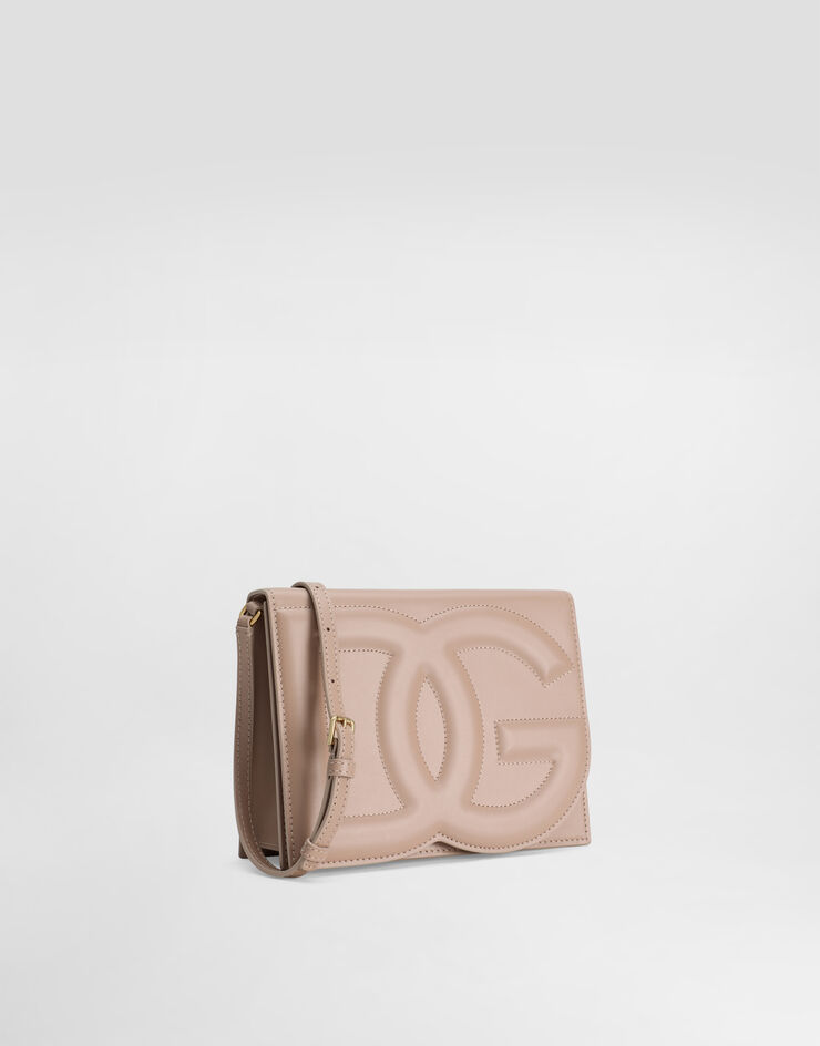 Dolce & Gabbana Borsa DG Logo Bag a tracolla in pelle di vitello Cipria BB7287AW576