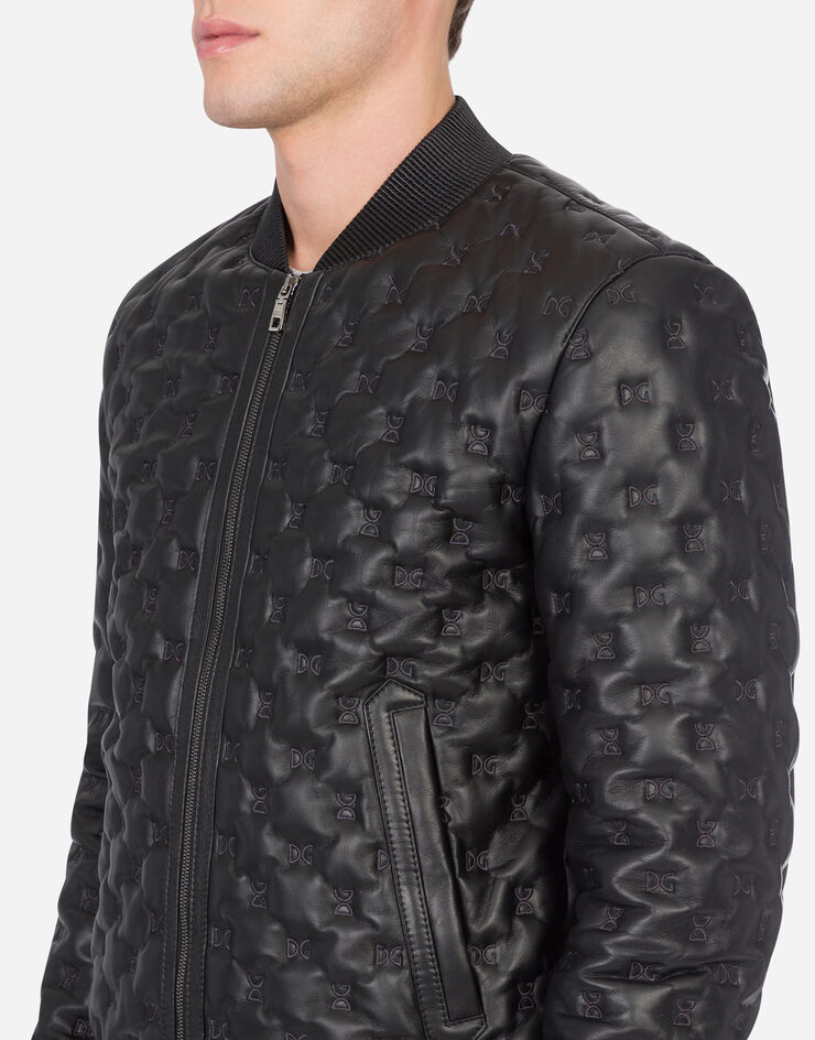 Dolce & Gabbana Quilted leather jacket with DG embroidery 黑 G9SP0LHULJA