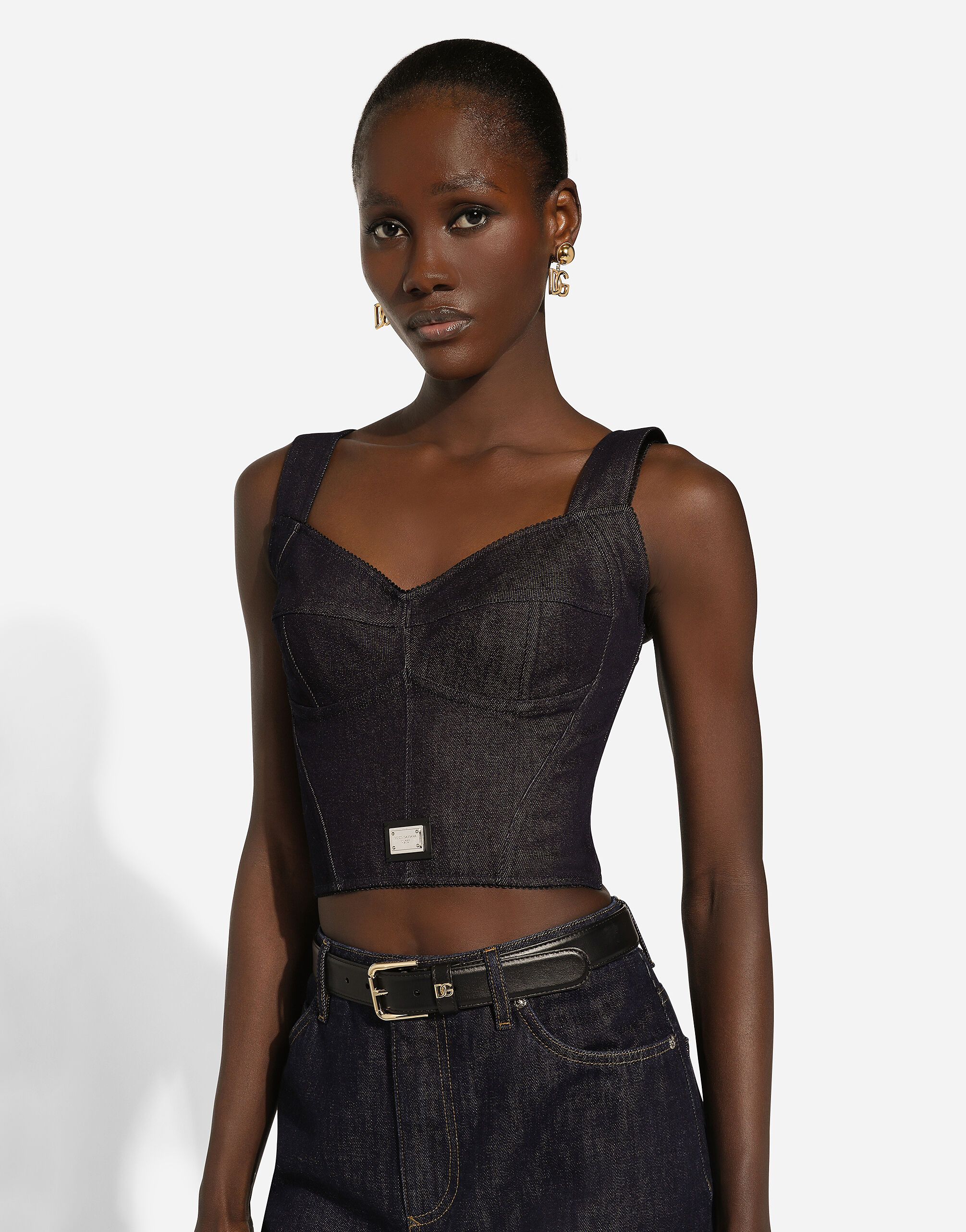 Dolce & Gabbana ビスチェ マルチカラーのウィメンズ コットンデニム ビスチェ トップ