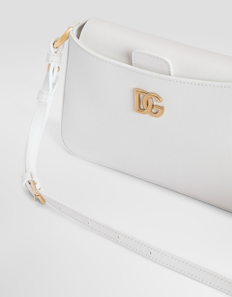 Dolce & Gabbana حقيبة هاتف من جلد عجل فاخر White BI3466A3P00