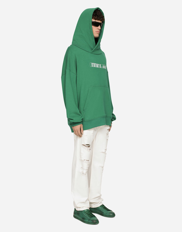 Dolce & Gabbana Jersey hoodie with DGVIB3 print Green G9AKPTG7K3E