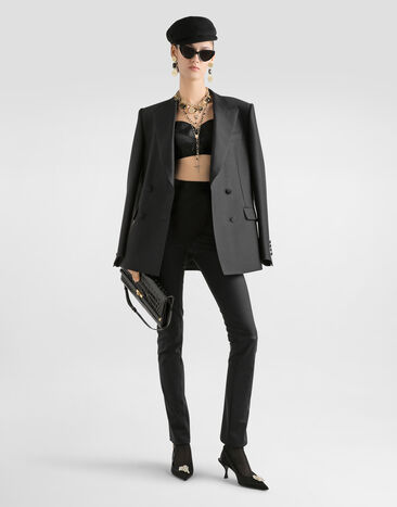 Dolce & Gabbana جاكيت فاي بصف أزرار مزدوج أسود F29N7TFU3R1