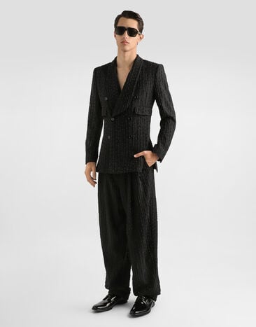 Dolce & Gabbana Double-breasted sicilia jacket in embroidered virgin wool Multicolor G2VR9ZGK102