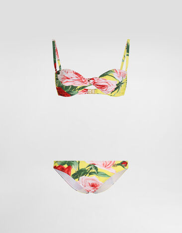 Dolce & Gabbana Bandeau bikini with floral bouquet print Print O8A54JFSG9R