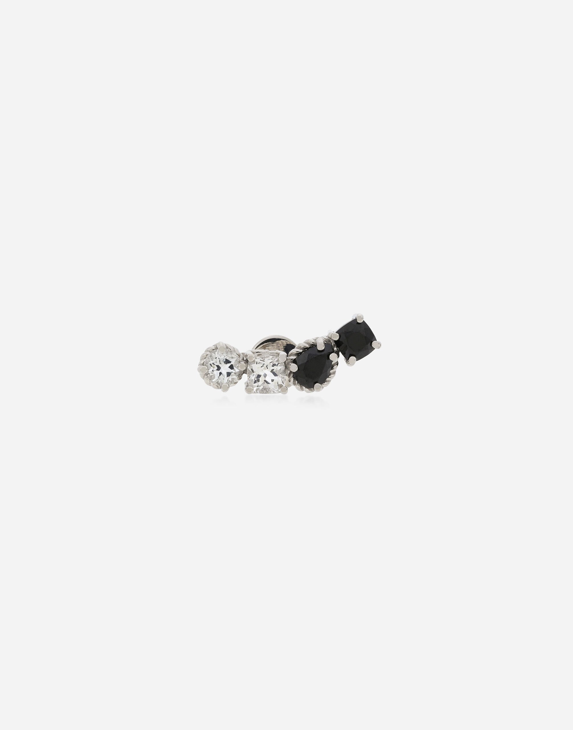 Dolce & Gabbana Mono boucle d’oreille en or blanc 18 ct avec topazes incolores et spinelles noirs Doré WERA2GWPE01