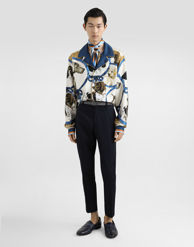 Dolce & Gabbana Silk shirt with dog print Print G5IF1THI1VU