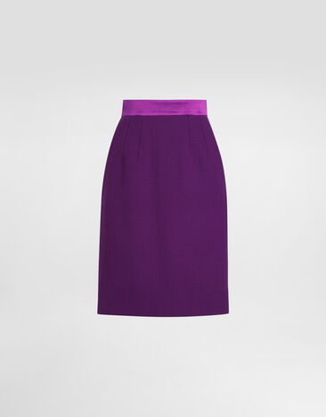 Dolce & Gabbana Falda midi de tubo en crepé de lana Violeta F4C1ETFU2TZ