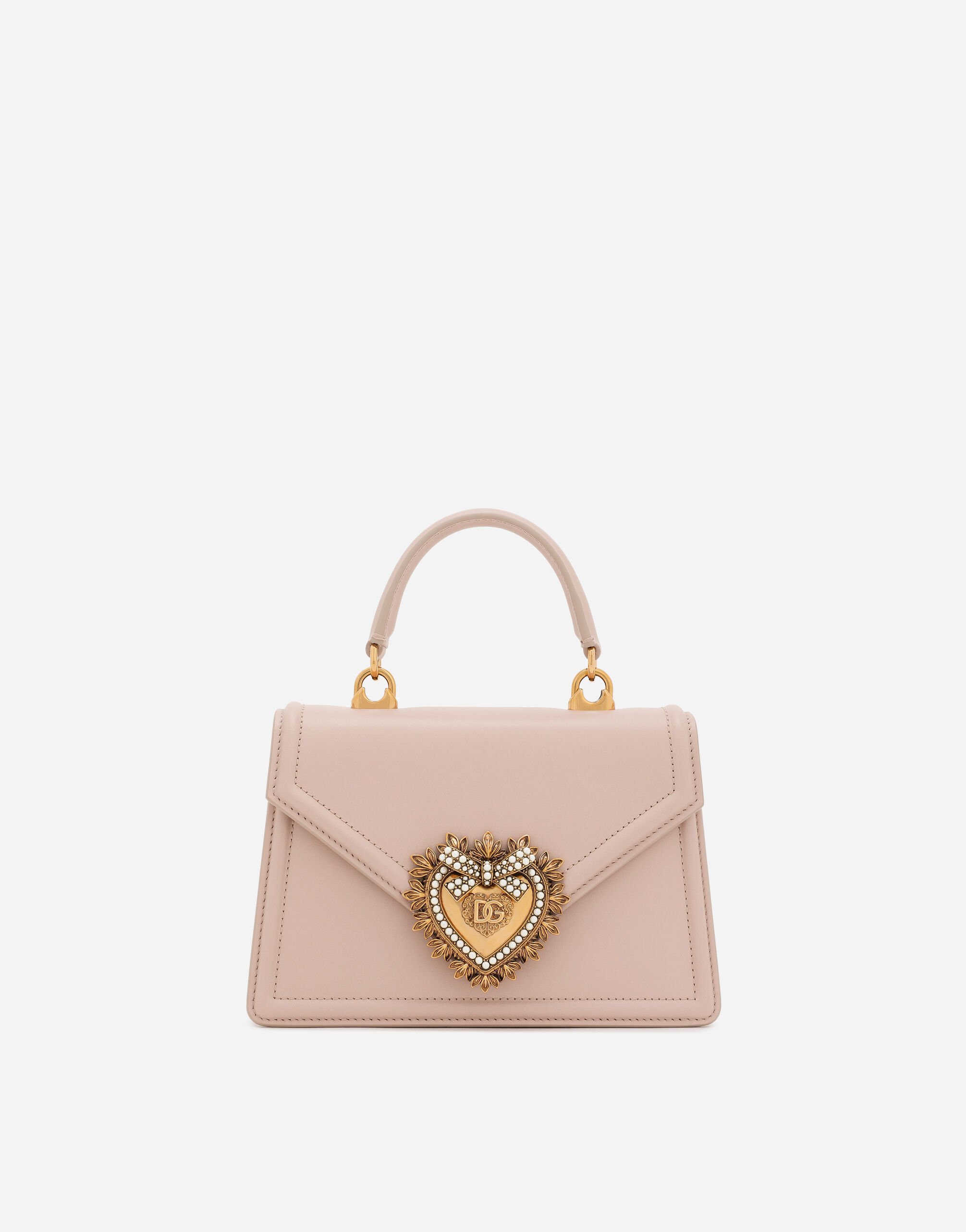 Dolce & Gabbana Small smooth calfskin Devotion bag Pink BB6003A1001