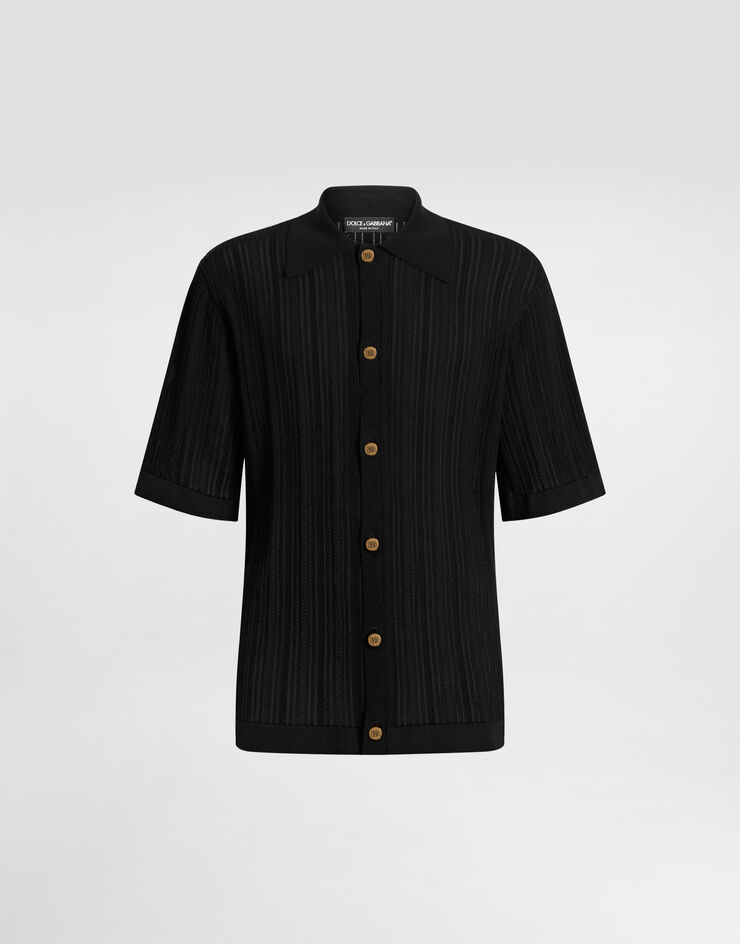 Dolce & Gabbana Perforated cotton shirt Black GXVFZTJBCJN