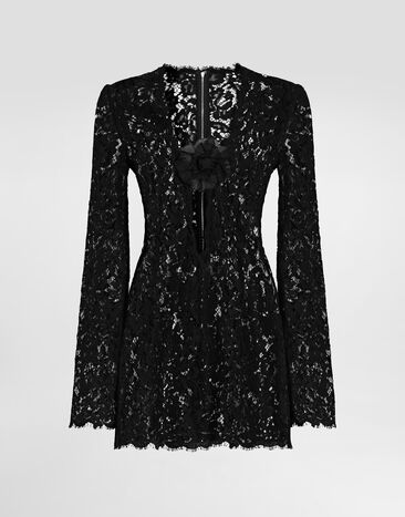 Dolce & Gabbana Short cordonetto lace dress Black F6TNPTHLMTB