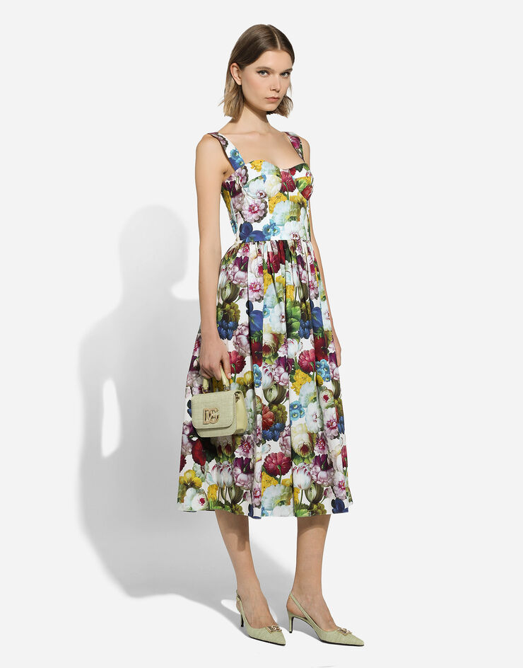 Dolce & Gabbana 녹턴 플라워 프린트 코르셋 드레스 인쇄 F6ZT1THS5Q2