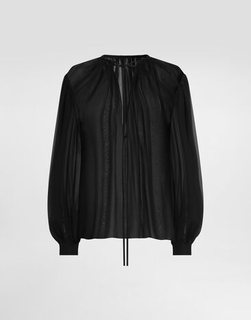 Dolce & Gabbana Silk chiffon top Black F7BR1TFU1AT