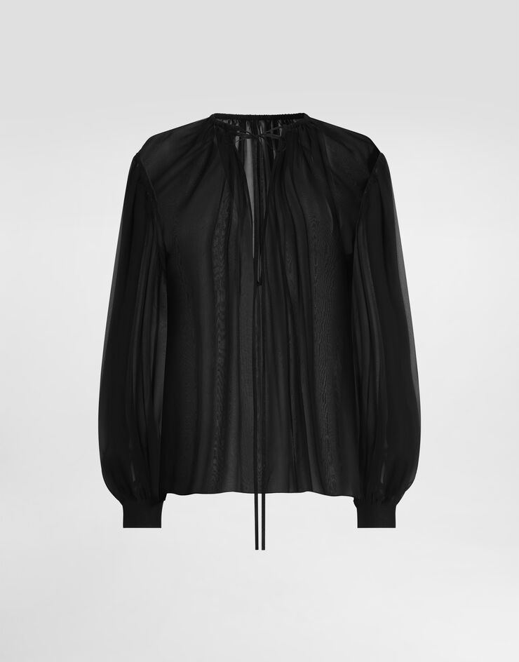 Dolce & Gabbana Silk chiffon top Black F7BR1TFU1AT