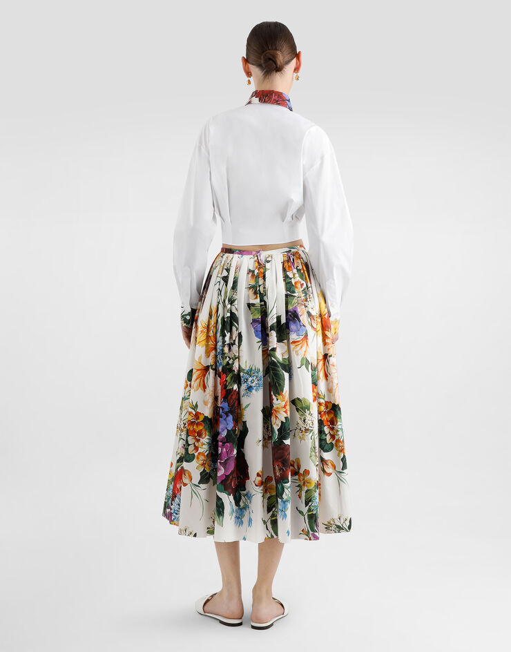 Dolce & Gabbana Bouquet-print poplin shirt White F5S65TGDDCN