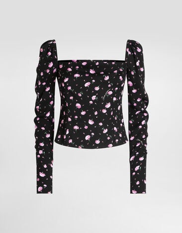 Dolce & Gabbana Carnations-print silk top Multicolor F7BH8TFSA8M