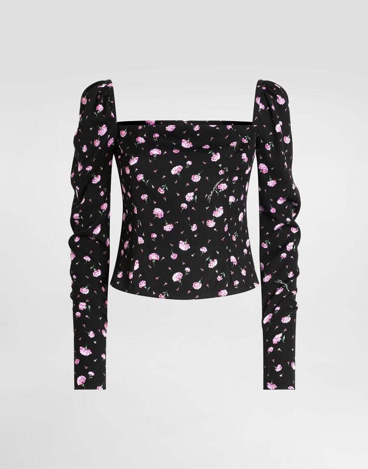 Dolce & Gabbana Carnations-print silk top Multicolor F7BH8TFSA8M