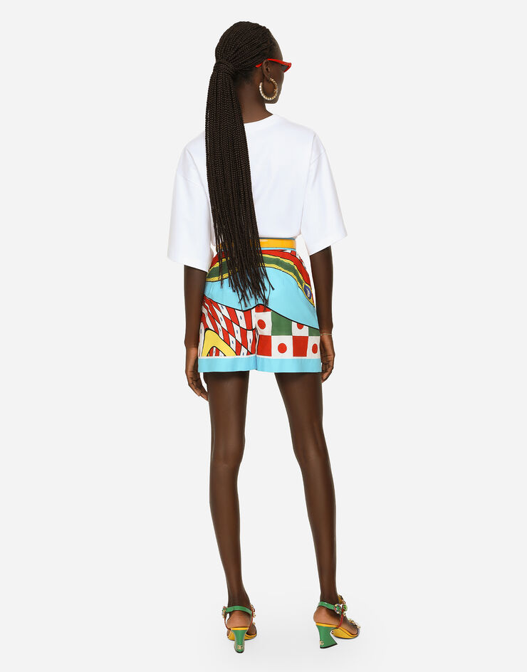Dolce&Gabbana Carretto-print cotton shorts Azure FTAL1TFI5GU