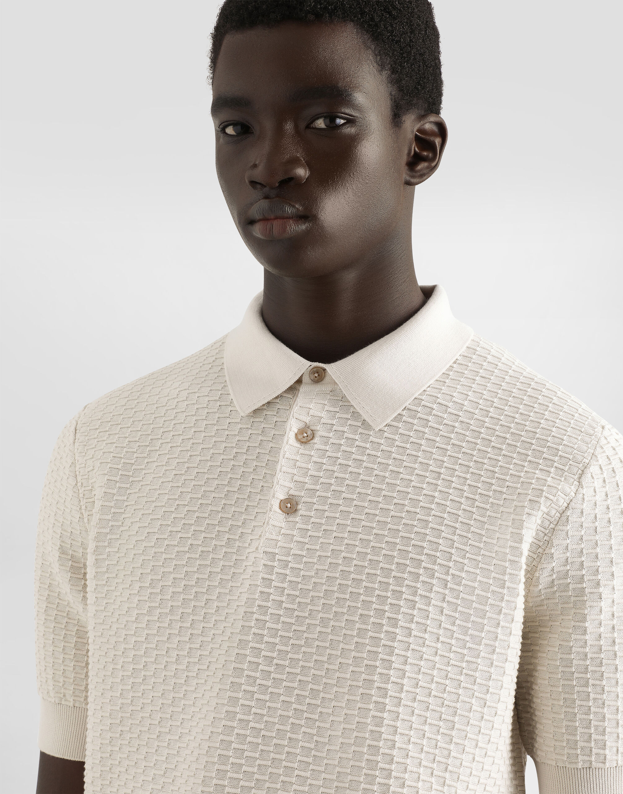 Cotton polo-shirt with embroidered logo in Beige for Men