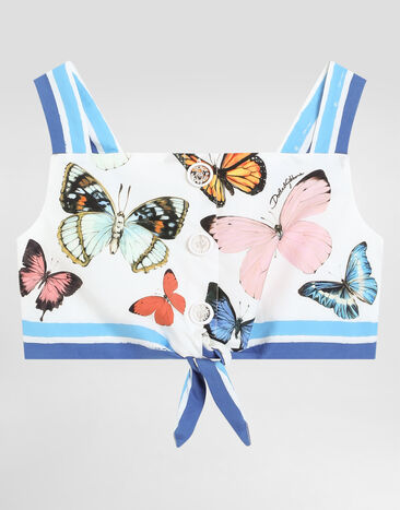 Dolce & Gabbana Cotton poplin top with butterfly print Print L56S24HS5SU