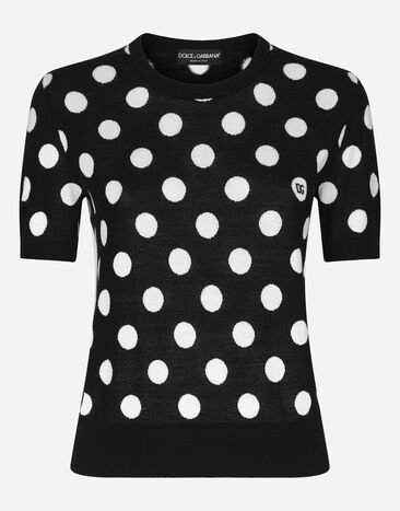 Dolce & Gabbana Intarsien-Tanktop gepunktet aus Wolle und Seide Drucken FXX22TJCVYK