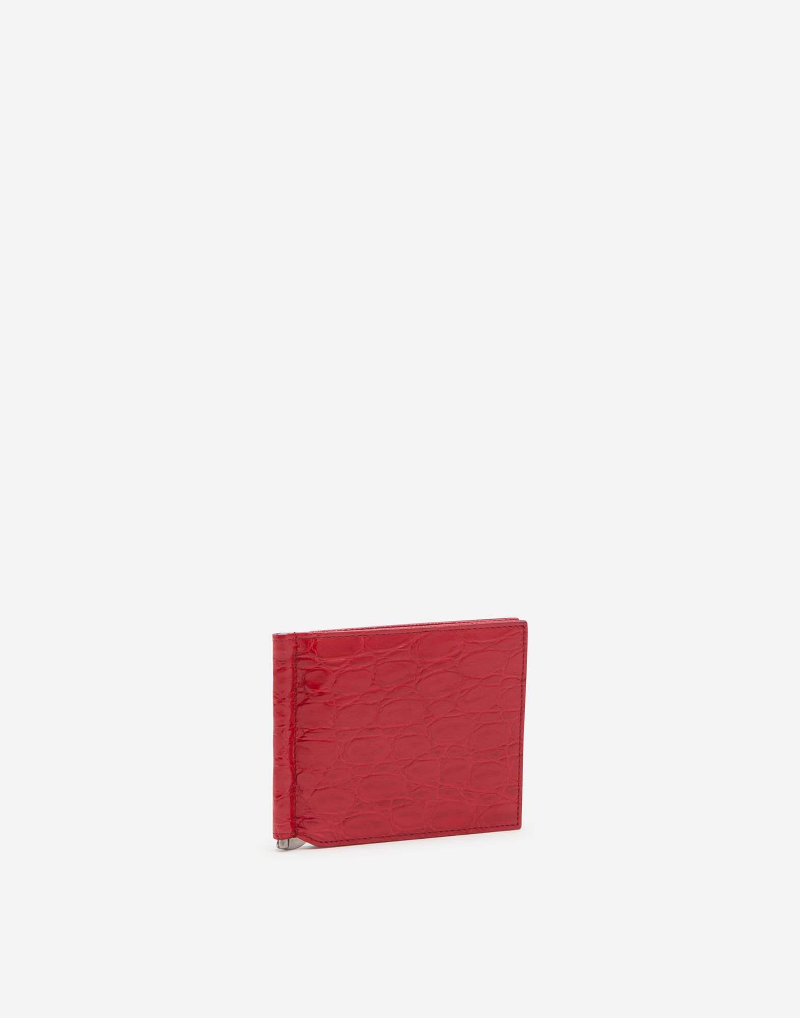 Portafoglio bifold con moneyclip in cocco in ROSSO per da Uomo
