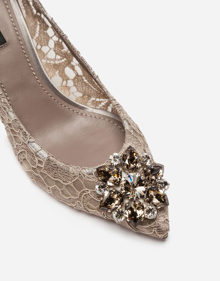 Dolce & Gabbana Lace rainbow pumps with brooch detailing Beige CD0066AL198