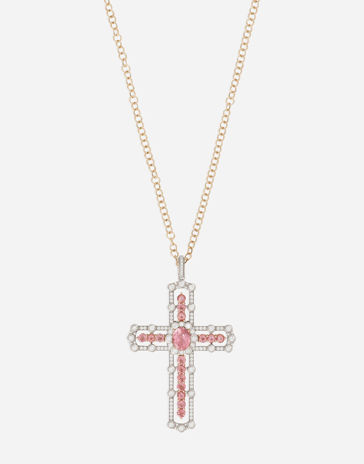 Dolce & Gabbana Tradition pendant in pink and white gold 18kt with tourmalines and diamonds Red WAQP4GWTOR1