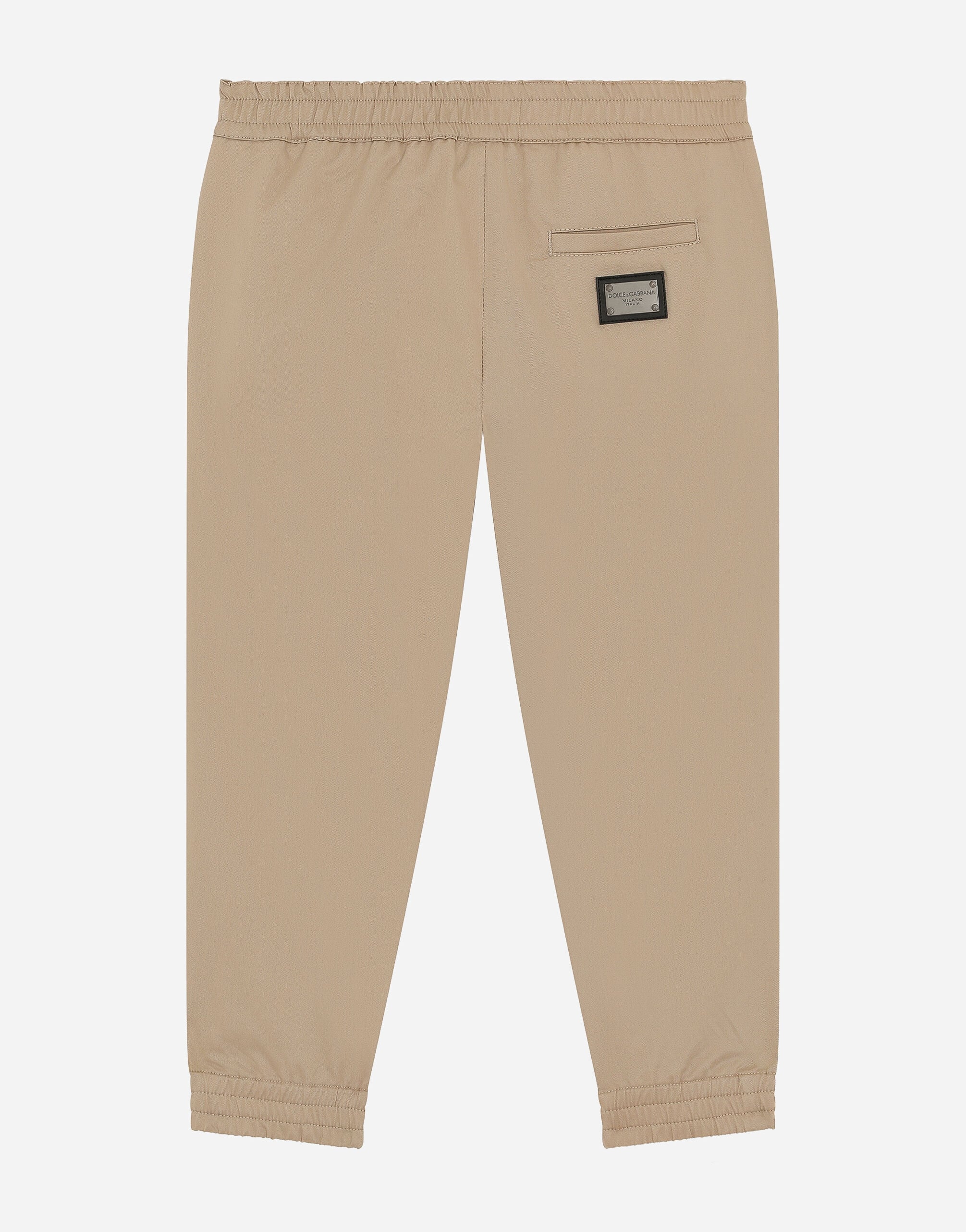 DOLCE & GABBANA ライトベージュ チノパン ベージュのボーイズ Stretch gabardine pants with logo tag